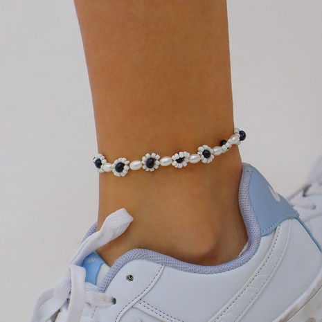 accessoires simples ethinic hit couleur fleur perlée bracelet de cheville en perles de riz's discount tags