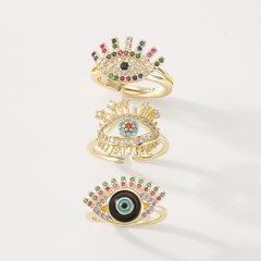 European and American personality devil's eye zircon ring fashion creative open copper ring