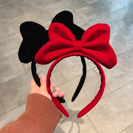 New red velvet bow headband female retro headband cute plush hairpin's discount tags