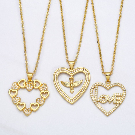 Collier coeur lettre femme nouveau pendentif créatif chaîne de clavicule en cuivre de mode's discount tags