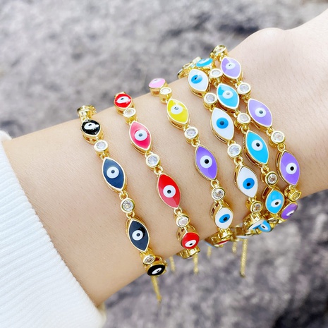 boho style evil eye bracelet color dripping eye copper bracelet female wholesale's discount tags