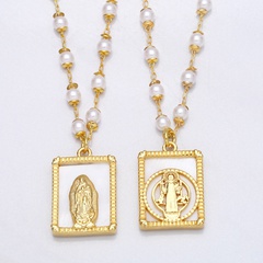 Collier Vierge Marie catholique rétro Collier de perles religieux créatif simple femme