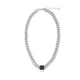 Titanium steel thick chain necklace dripping oil black square clavicle chain necklacepicture12