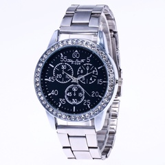Simple Contrast Color Drill Small Round Scale Digital Disc Quartz Watch