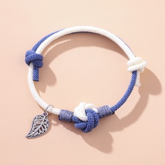 retro knot braided hand rope hollow leaves simple contrast color bracelet