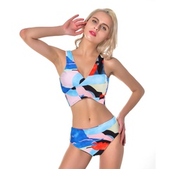 new ladies split color stitching split swimsuit sexy bikini