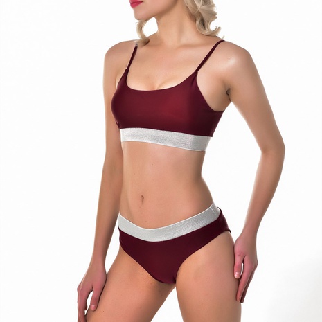 neuer Damen geteilter Sportbadeanzug sexy kontrastfarbener Bikini's discount tags