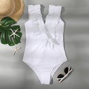 new ladies white solid color onepiece swimsuit European and American ruffled swimsuitpicture9