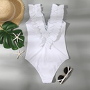 new ladies white solid color onepiece swimsuit European and American ruffled swimsuitpicture10