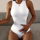 new ladies onepiece solid color swimsuit European and American sexy swimwearpicture8