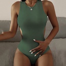 new ladies onepiece solid color swimsuit European and American sexy swimwearpicture9