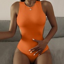 new ladies onepiece solid color swimsuit European and American sexy swimwearpicture10