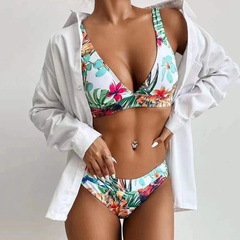 neuer Damen Split Print Bikini sexy Badeanzug