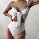 new ladies solid color onepiece hollow strap European and American sexy swimsuitpicture10
