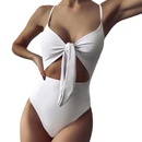 new ladies solid color onepiece hollow strap European and American sexy swimsuitpicture11