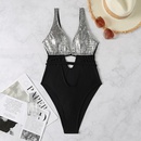 new ladies silver bronzing onepiece swimsuit European and American fashion swimwearpicture7