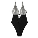 new ladies silver bronzing onepiece swimsuit European and American fashion swimwearpicture11