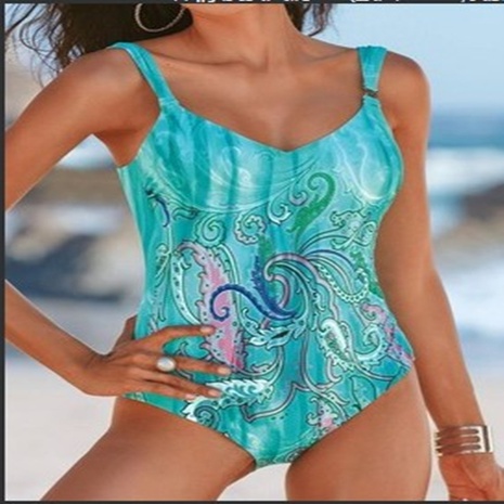 new ladies one-piece swimsuit European and American sexy printed swimwear's discount tags