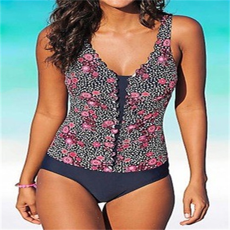 new ladies print stitching one-piece swimsuit European and American sexy swimwear's discount tags