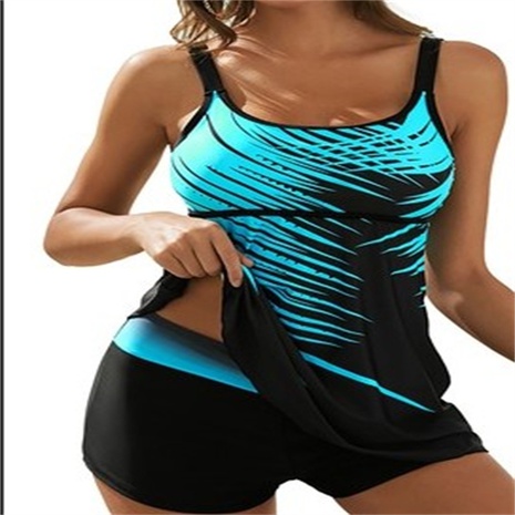 fashion contrast color ladies finalized printing split swimsuit tankini's discount tags
