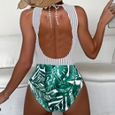 New Lady OnePiece Europe and America Sexy Striped Floral Swimsuitpicture8