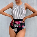 New Lady OnePiece Europe and America Sexy Striped Floral Swimsuitpicture9