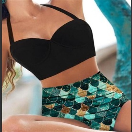 nouveau maillot de bain fendu pour dames couleur contrastante bikini sexy taille haute's discount tags