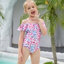 childrens onepiece ruffled swimsuit European floral swimwearpicture12