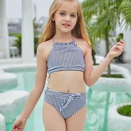 childrens split striped swimsuit European sexy bikinipicture7
