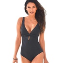 new ladies onepiece swimsuit European and American black gathered sexy swimwearpicture10