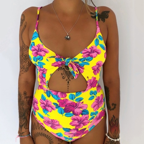 new solid color print swimsuit Brazil sexy strappy one-piece swimsuit's discount tags