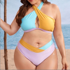 new ladies plus size split swimsuit sexy bikini color matching bikini