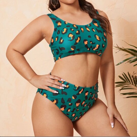 Bikini sexy de traje de baño dividido de gran tamaño floral verde para mujer's discount tags