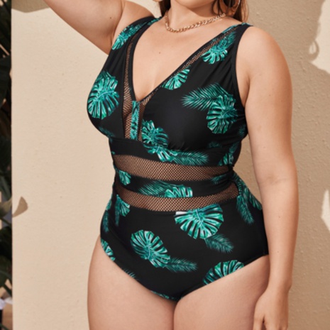 New Ladies One-Piece Swimsuit Europe and America Sexy Printed Large Size Swimwear's discount tags