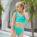 kid solid color green split swimsuit blue bikini lovely bikinipicture8