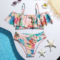 maillot de bain à volants fendus pour enfants bikini à fleurs bikini à imprimé doux