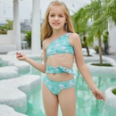 childrens onepiece green print strappy swimsuit sexy bikinipicture7