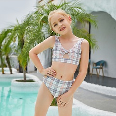 children's split check swimsuit European bikini swimswear