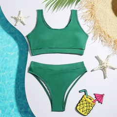 green children spot export solid color split swimsuit bikini