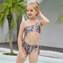 childrens oneshoulder swimsuit European snake skin printed swimsuitpicture6