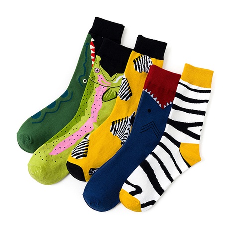 Spring and autumn men's and women's trendy high-top creative shark socks wholesale's discount tags