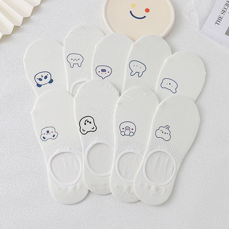 Summer thin white print cartoon cute little avatar series silicone socks wholesale's discount tags