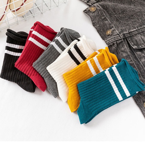 Double adjustable socks striped socks female middle tube loose mouth stockings wholesale's discount tags