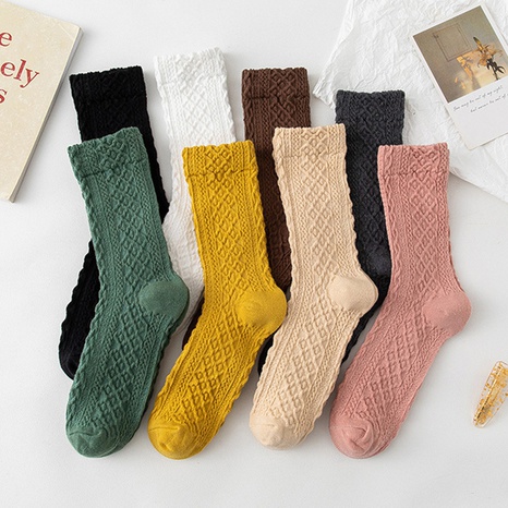 autumn and winter new socks female mid-tube warm threaded simple mid-thickness stockings's discount tags