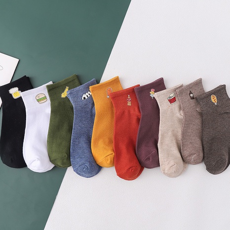 Summer thin light-mouth solid color socks printing sweat-absorbent breathable socks's discount tags