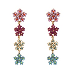 retro snowflake flowers diamond earrings exaggerated personality earrings
