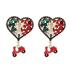 diamond heart-shaped pendant exaggerated creative earrings
