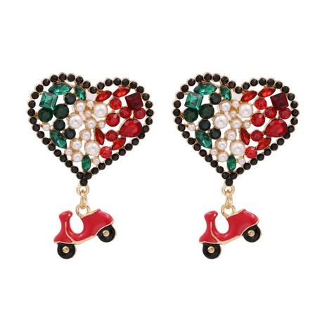 Boucles d'oreilles créatives exagérées avec pendentif en forme de cœur en diamant's discount tags