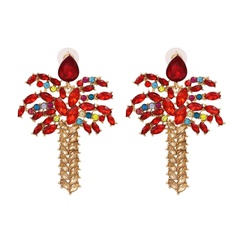 diamond-studded coconut tree fashion temperament earrings