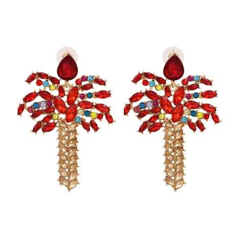 diamond-studded coconut tree fashion temperament earrings  NHJJ581020's discount tags